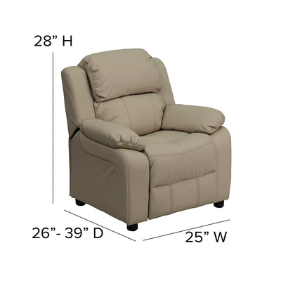 Beige Vinyl Kids Recliner