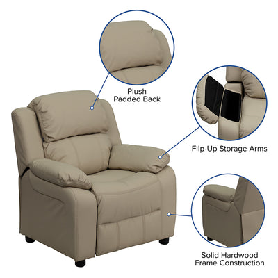 Beige Vinyl Kids Recliner