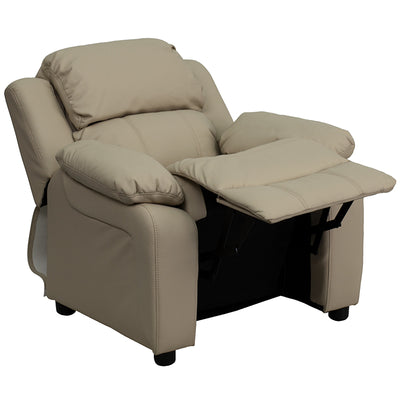 Beige Vinyl Kids Recliner