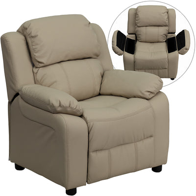 Beige Vinyl Kids Recliner