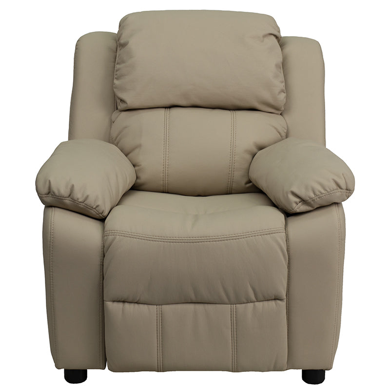 Beige Vinyl Kids Recliner