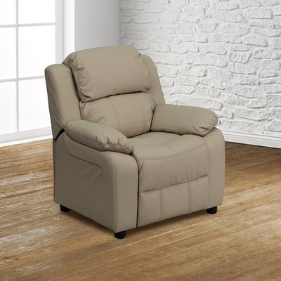 Beige Vinyl Kids Recliner