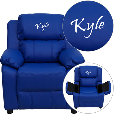 Txt Blue Vinyl Kids Recliner