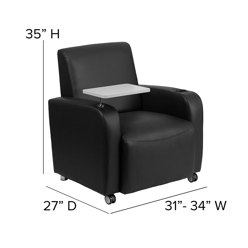 Black Leather Tablet Chair