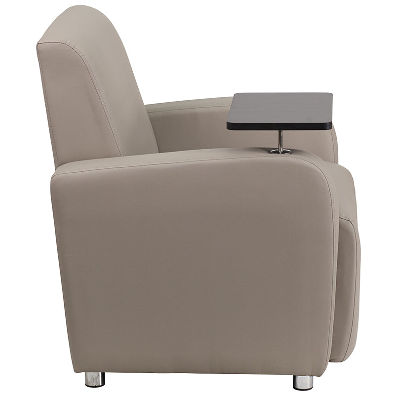 Gray Leather Tablet Chair