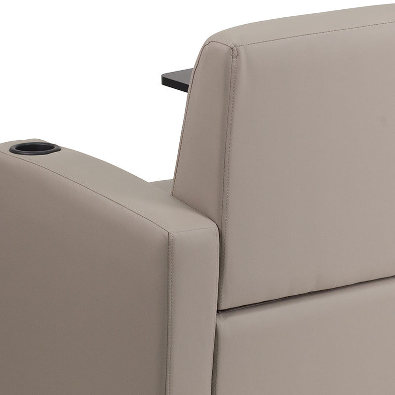 Gray Leather Tablet Chair