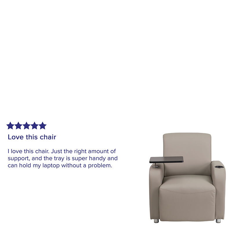 Gray Leather Tablet Chair