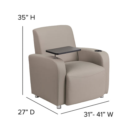 Gray Leather Tablet Chair