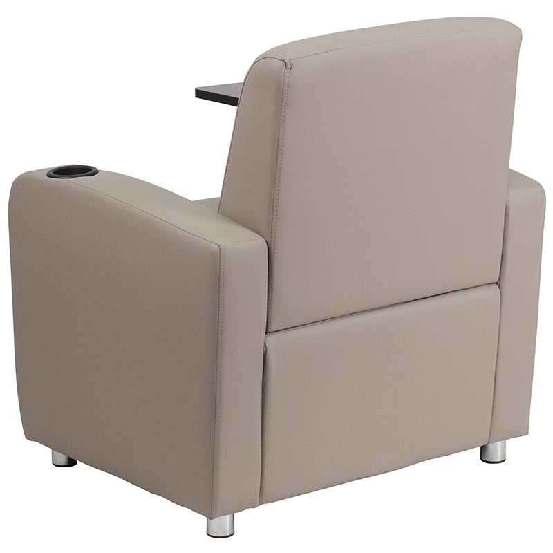 Gray Leather Tablet Chair
