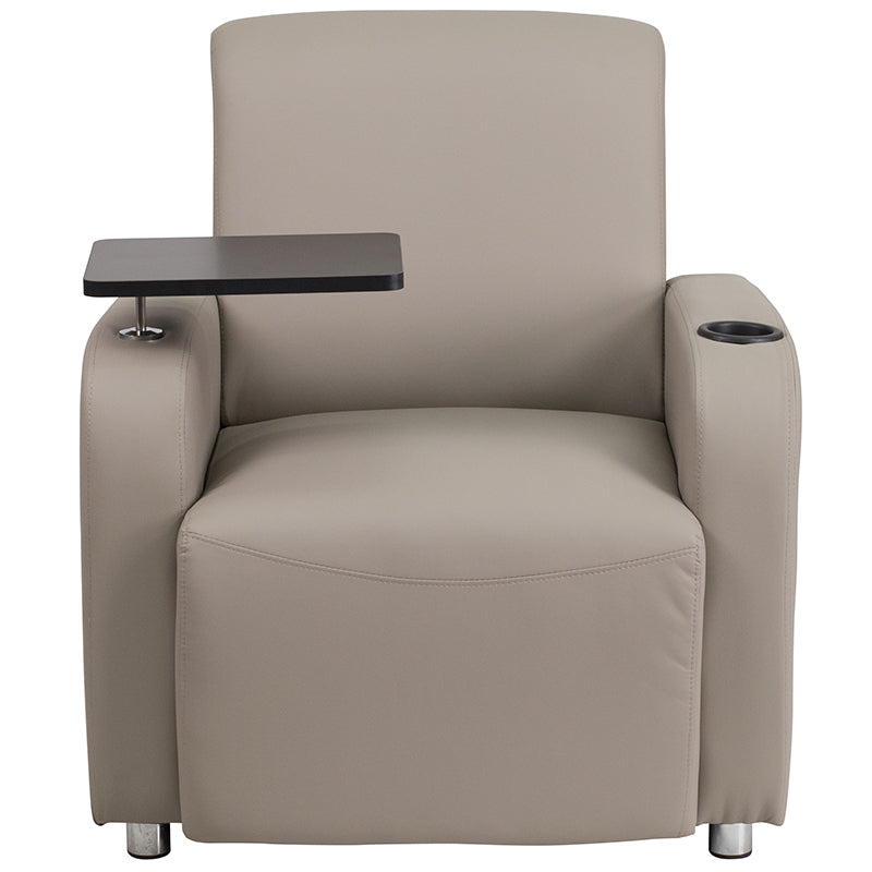 Gray Leather Tablet Chair