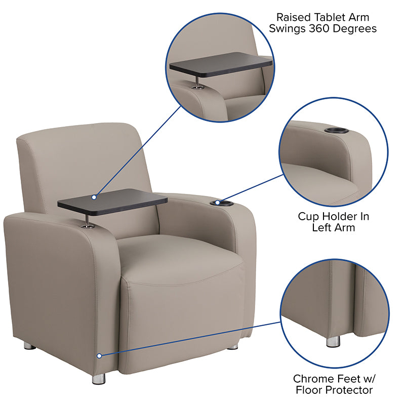 Gray Leather Tablet Chair