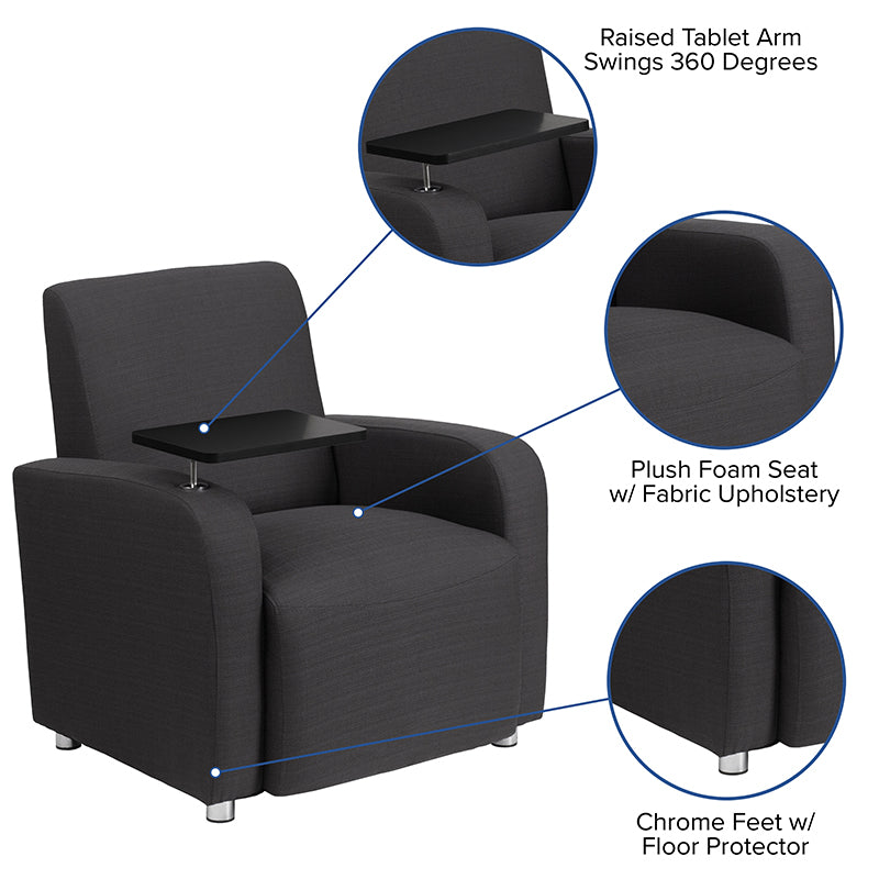 Black Leather Tablet Chair