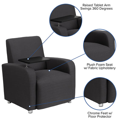 Black Leather Tablet Chair