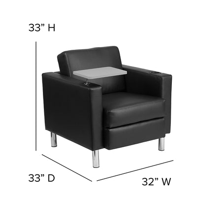 Black Leather Tablet Chair