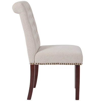 Beige Fabric Parsons Chair