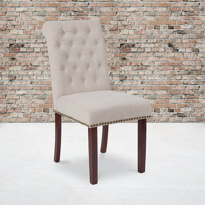 Beige Fabric Parsons Chair
