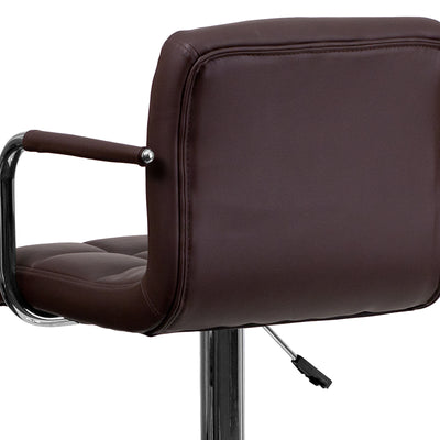 Brown Quilted Vinyl Barstool