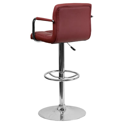Burgundy Quilted Barstool