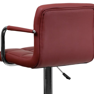 Burgundy Quilted Barstool