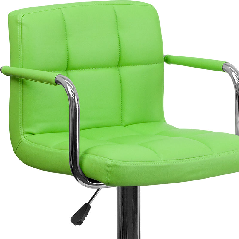 Green Quilted Vinyl Barstool