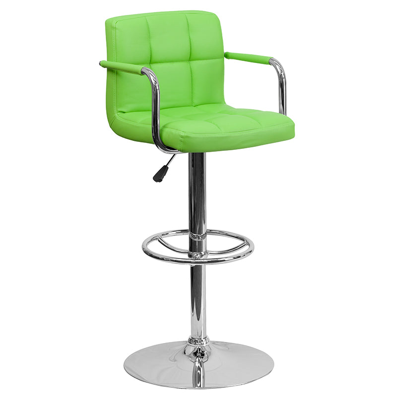 Green Quilted Vinyl Barstool