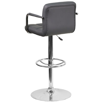 Gray Quilted Vinyl Barstool