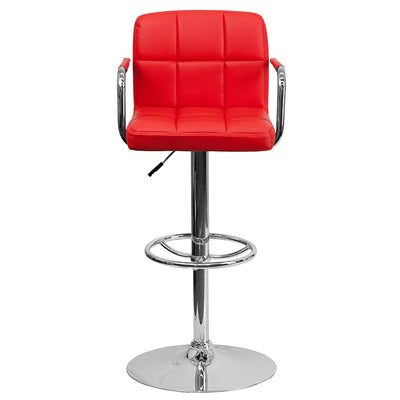 Red Quilted Vinyl Barstool