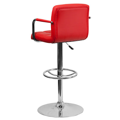 Red Quilted Vinyl Barstool