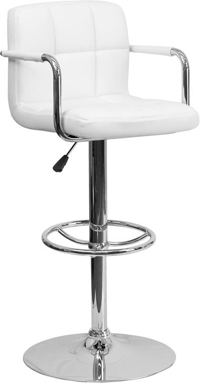 White Quilted Vinyl Barstool