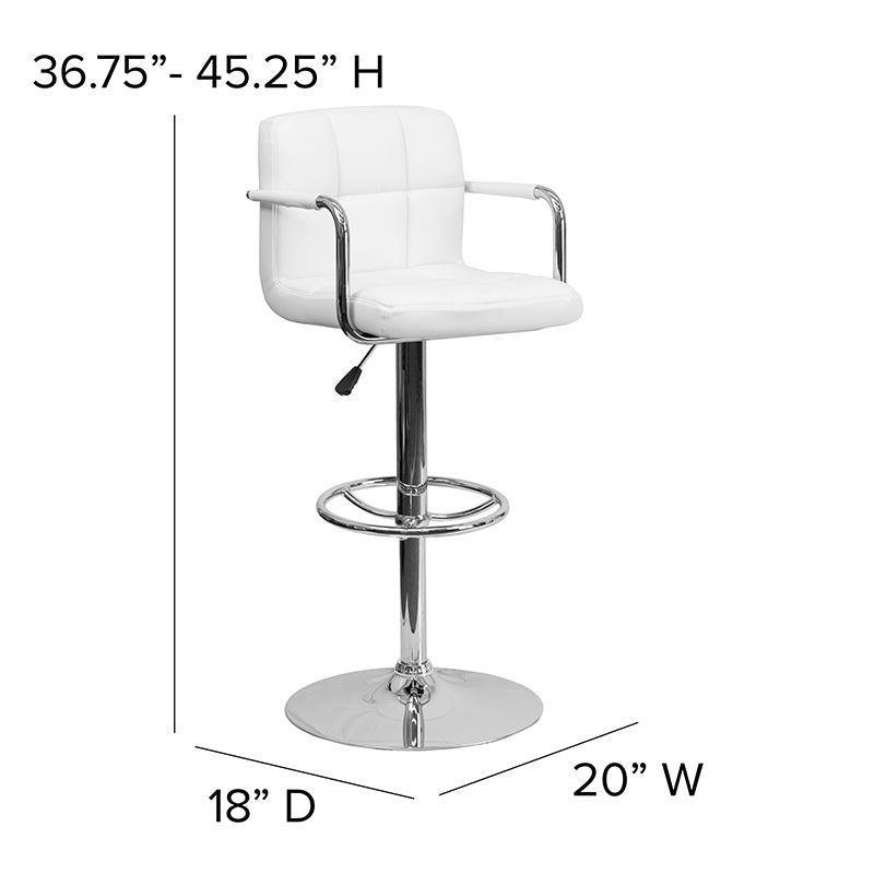 White Quilted Vinyl Barstool