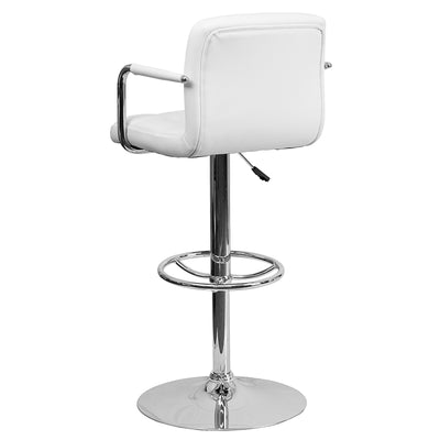 White Quilted Vinyl Barstool