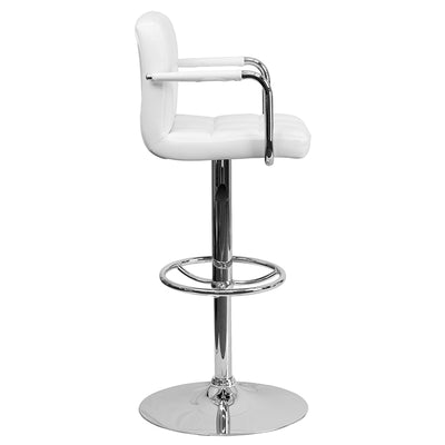 White Quilted Vinyl Barstool