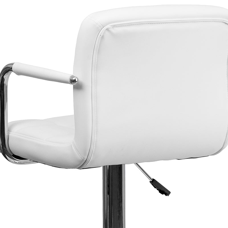 White Quilted Vinyl Barstool