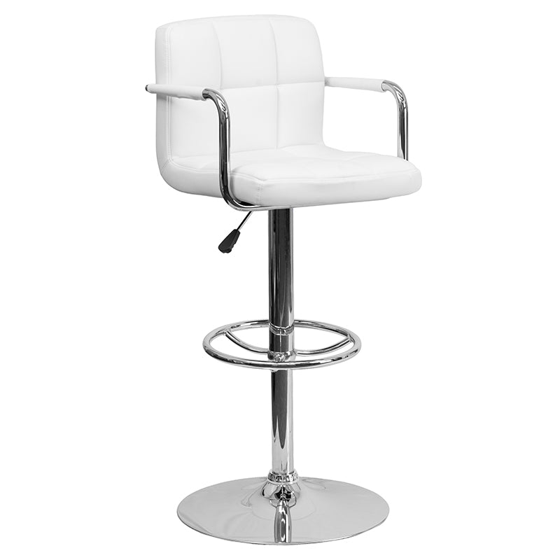 White Quilted Vinyl Barstool