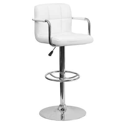 White Quilted Vinyl Barstool