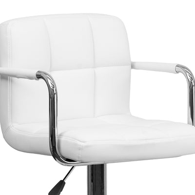 White Quilted Vinyl Barstool