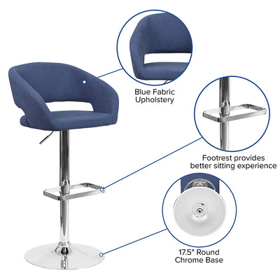 Blue Fabric Barstool