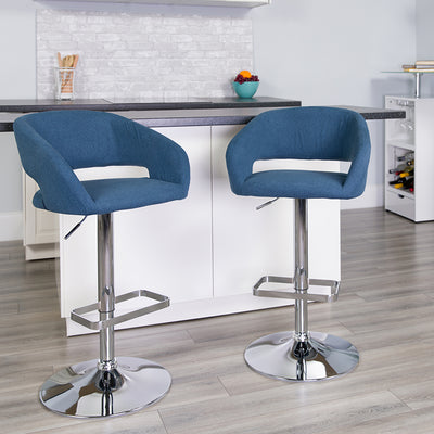 Blue Fabric Barstool