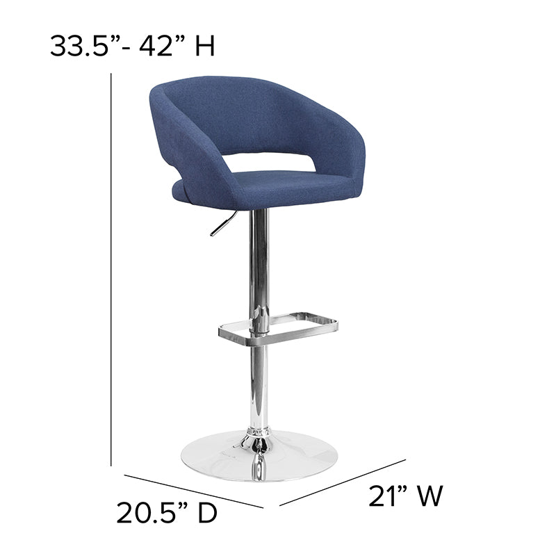 Blue Fabric Barstool