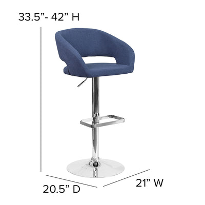 Blue Fabric Barstool