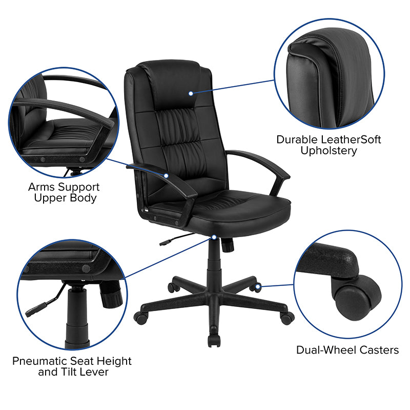 Black Leathersoft Task Chair