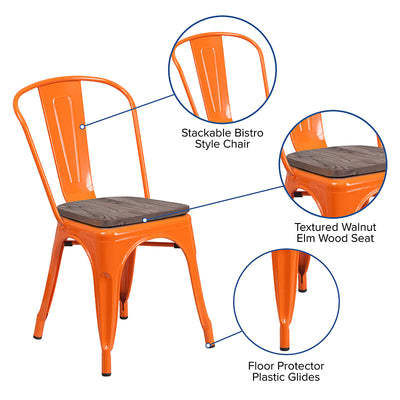 Orange Metal Stack Chair