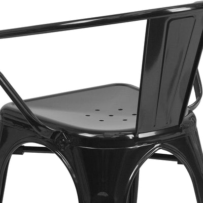 Black Metal Chair With Arms
