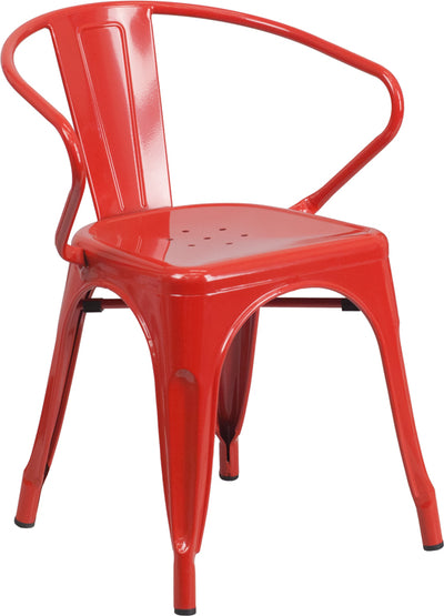 Red Metal Chair With Arms
