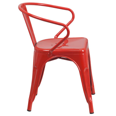 Red Metal Chair With Arms