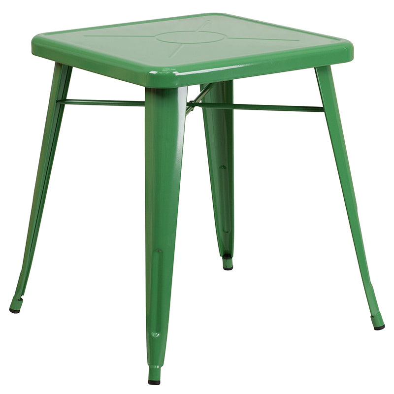 23.75sq Green Metal Table Set
