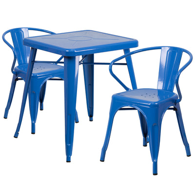 23.75sq Blue Metal Table Set