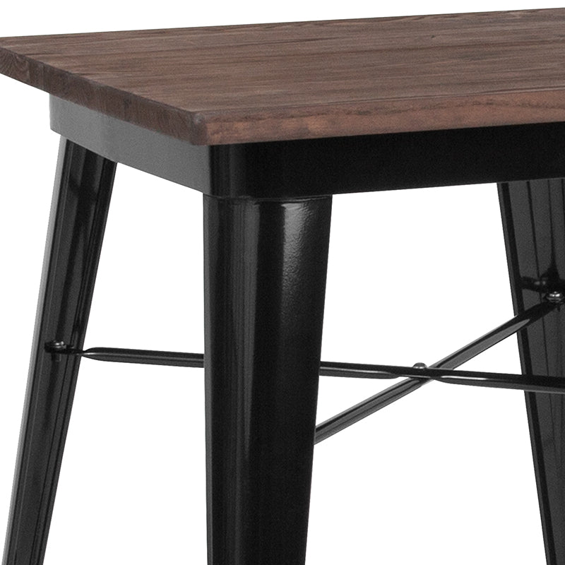 23.5sq Black Metal Table