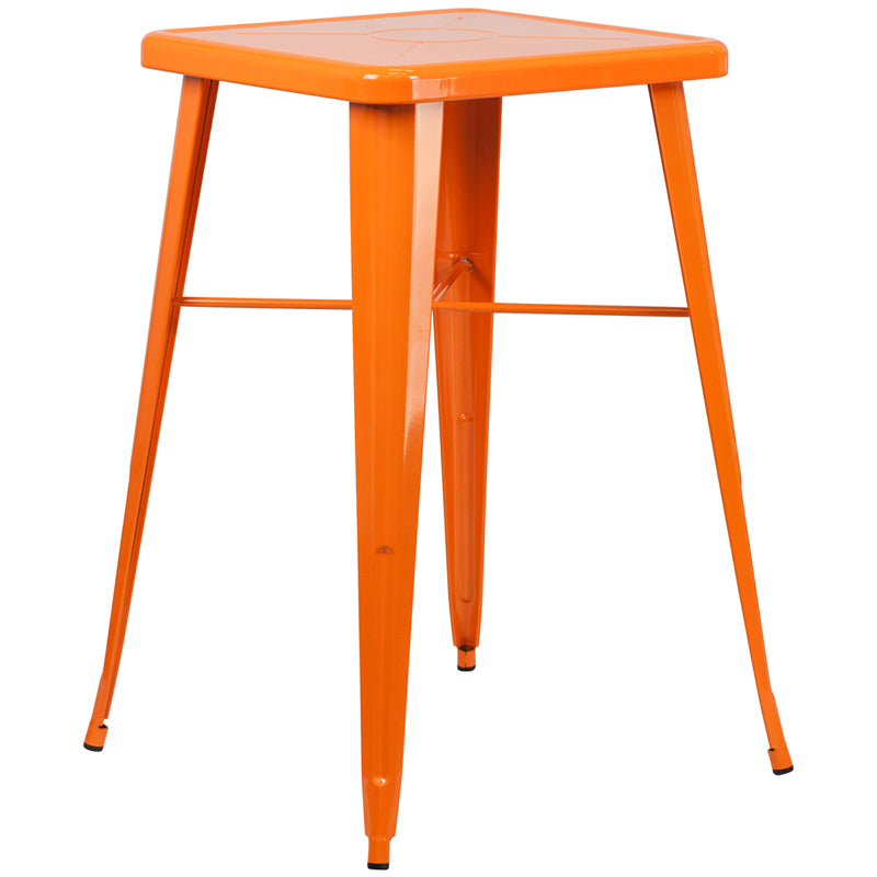 23.75sq Orange Metal Bar Table