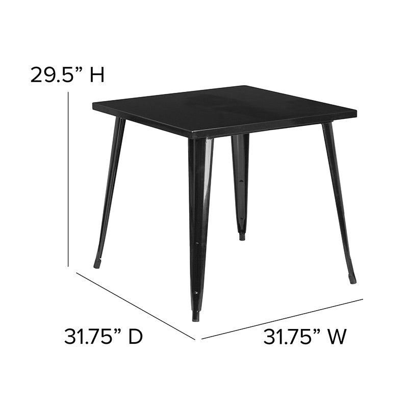 31.75 Square Black Metal Table